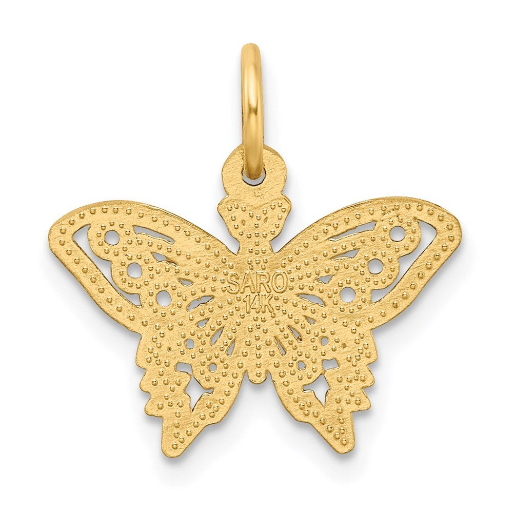 14k Yellow Gold Butterfly Charm Pendant