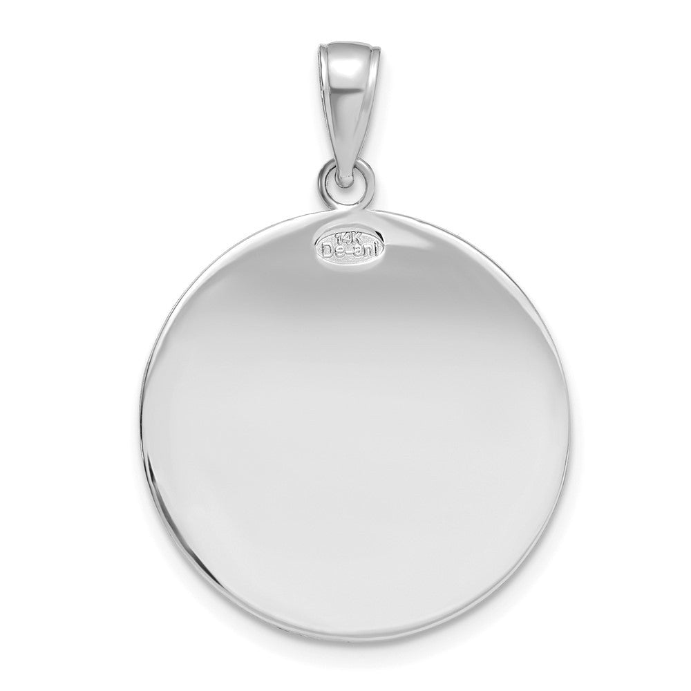 14K White Gold Polished Satin Christopher Medal Charm