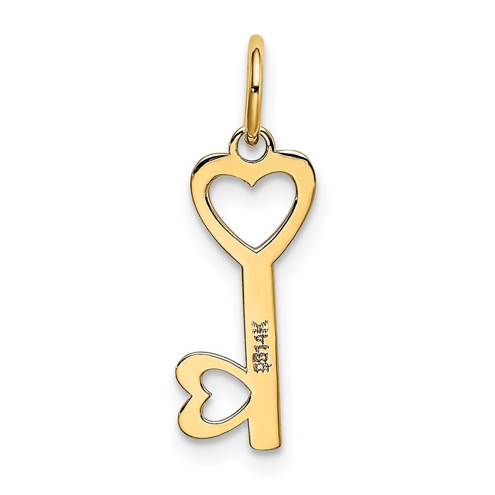 14k Yellow Gold Polished Hearts Key Charm Pendant for Women