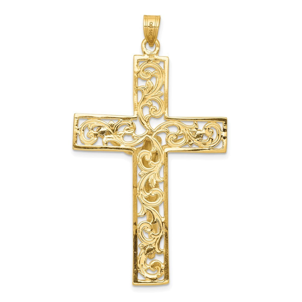 14k Two-Tone Gold Diamond-cut Crucifix Pendant