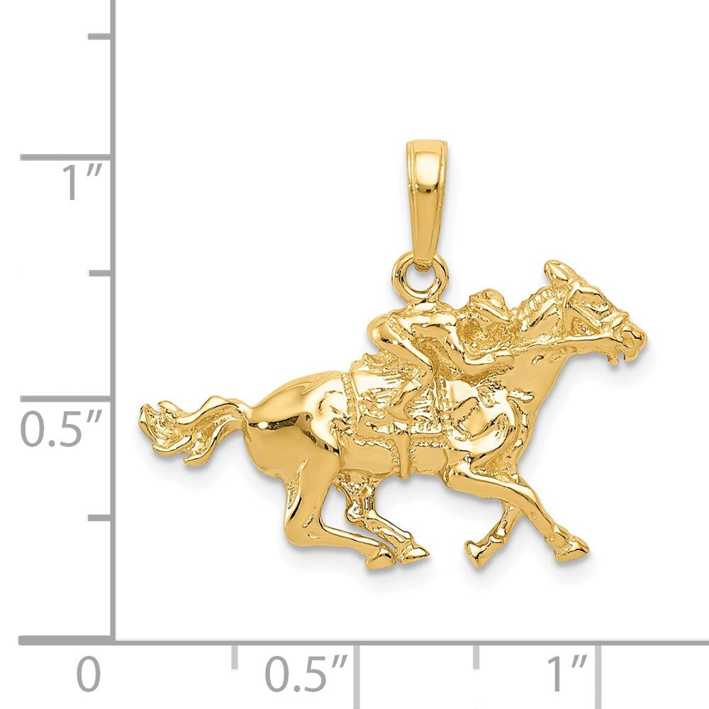 14k Yellow Gold Jockey on Horse Pendant for Women