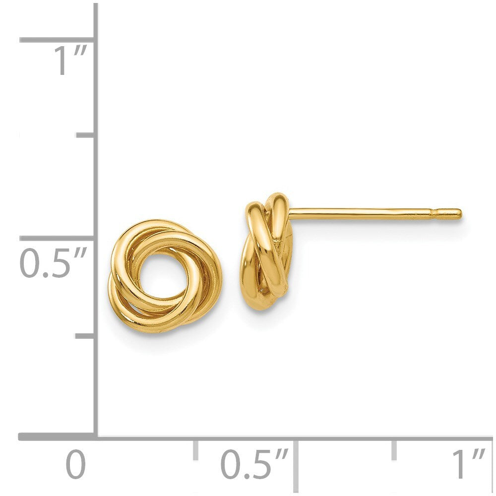 14k Yellow Gold Polished Knot Stud Earrings Gift for Women