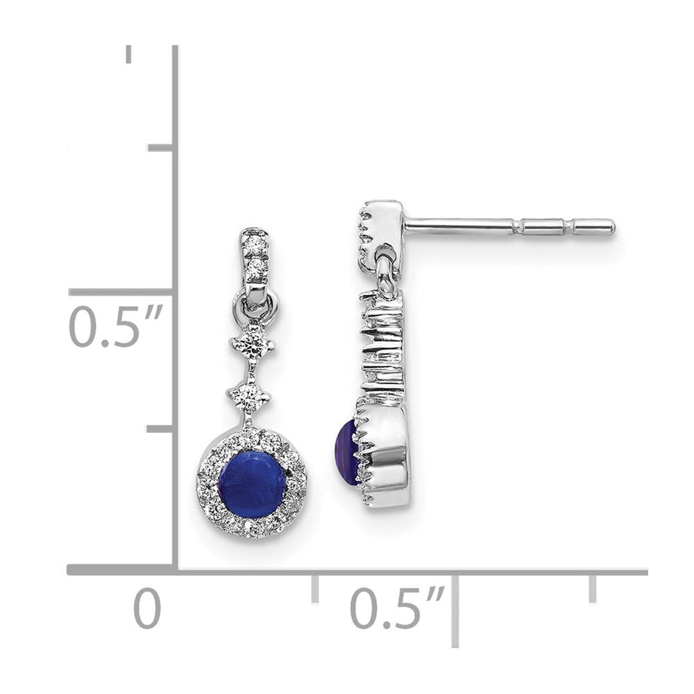 14k White Gold Diamond and Cabochon Sapphire Drop & Dangle Earrings