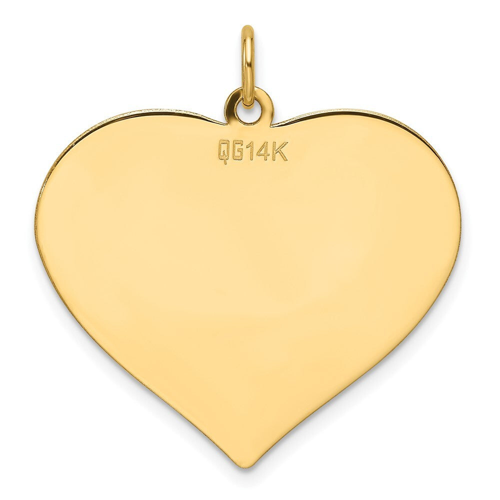 14k Yellow Gold Plain .013 Gauge Engravable Heart Disc Charm
