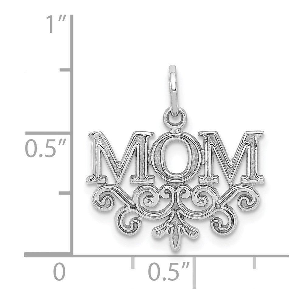 14k White Gold MOM Charm Pendant