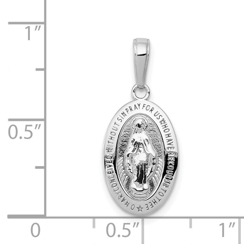 14k White Gold Miraculous Medal Pendant for Women