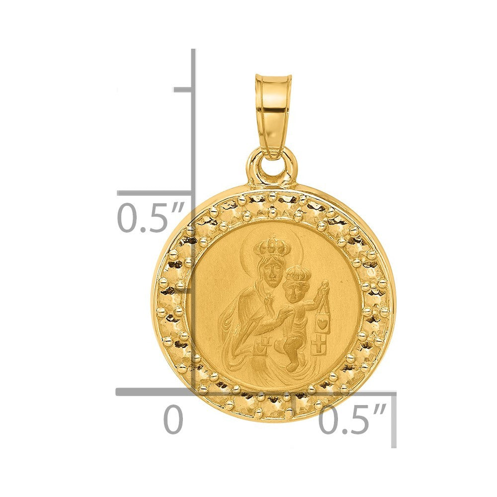 14k Yellow Gold Hollow Our Lady of Mt Carmel Medal