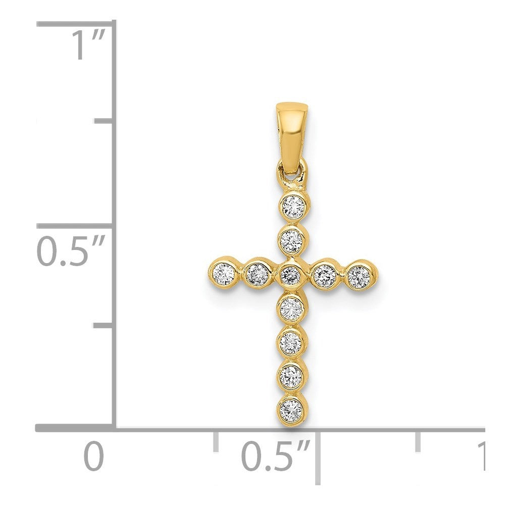 14k Yellow Gold Polished 1/10ct. Diamond Cross Pendant
