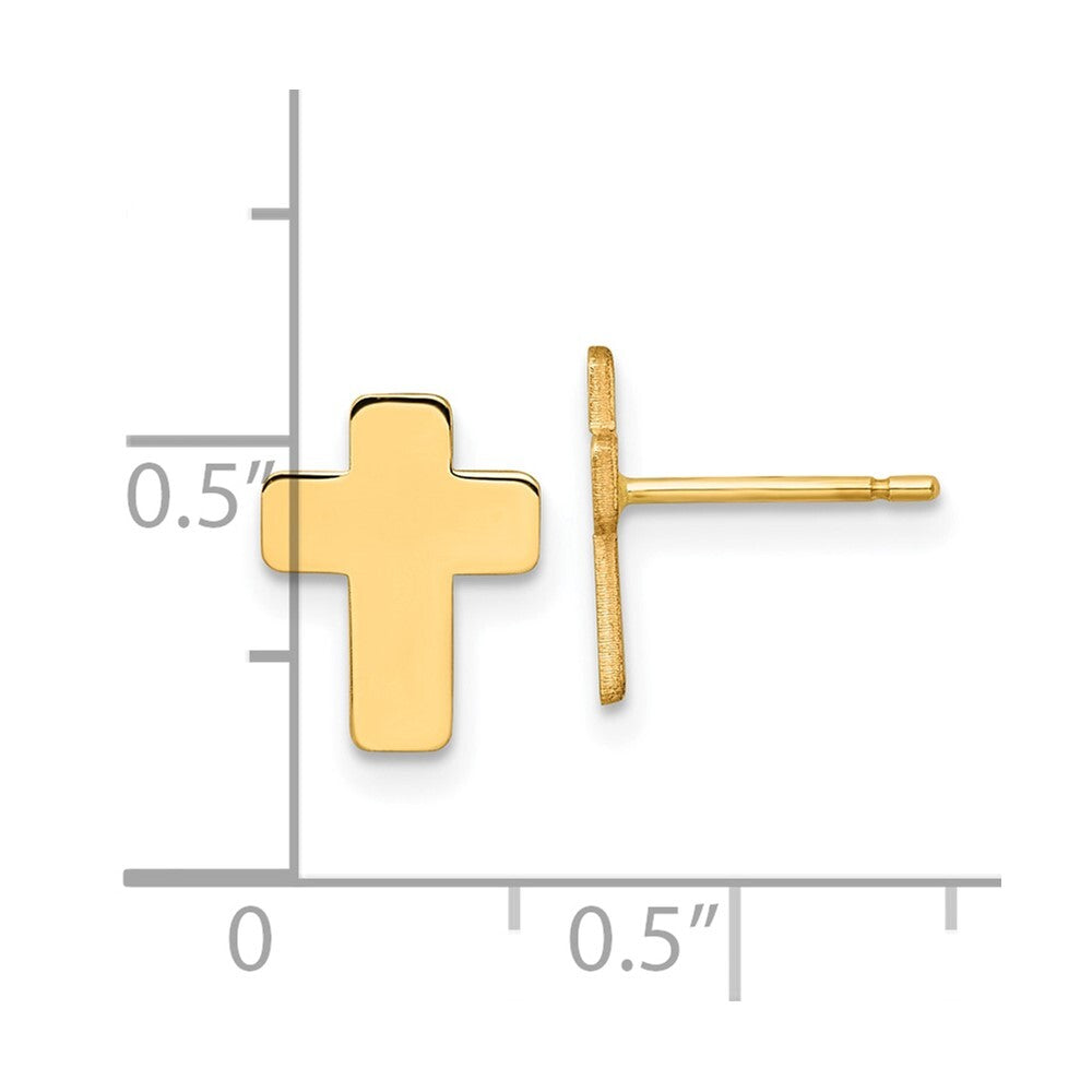 14k Yellow Gold Gold Polished Cross Stud Earrings Gift for Women