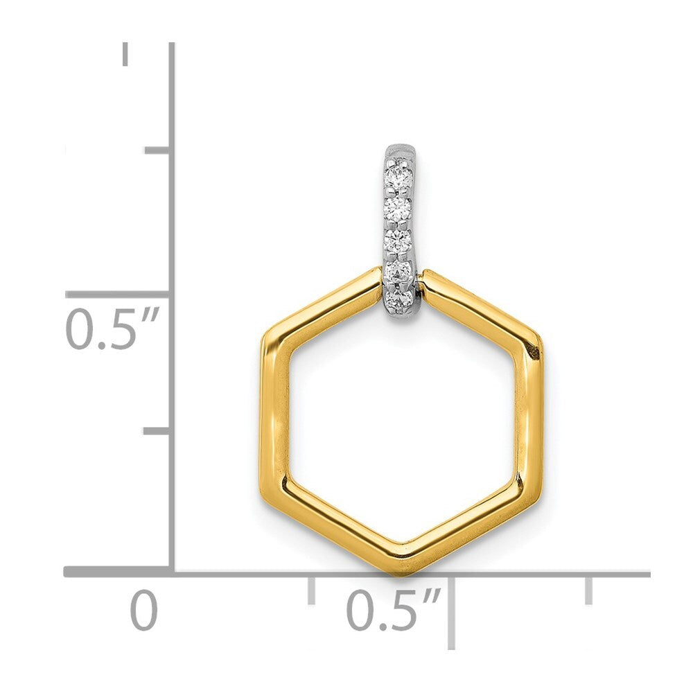 14k Two-tone Gold 1/20ct. Diamond Fancy Hexagon Pendant for Women