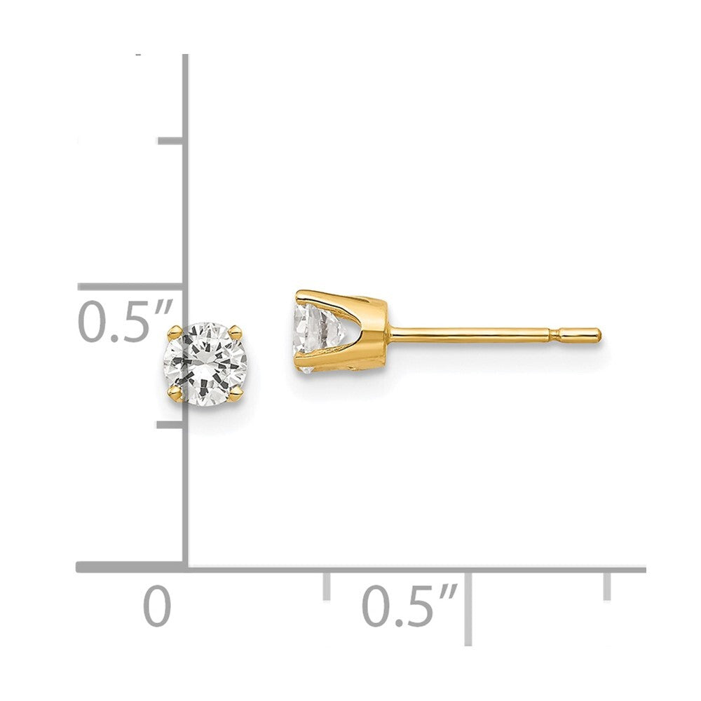 14k Yellow Gold 3.75mm Cubic Zirconia Stud Earrings Gift for Women