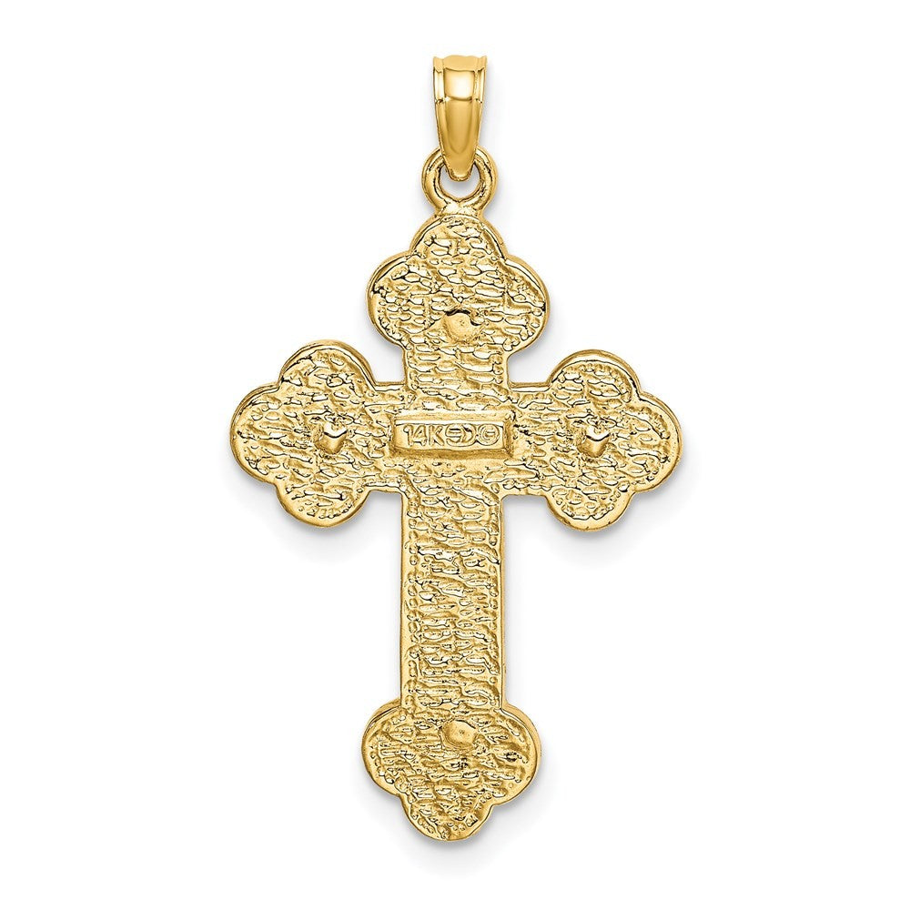 14k Yellow Gold Crucifix Budded Tips Charm Pendant
