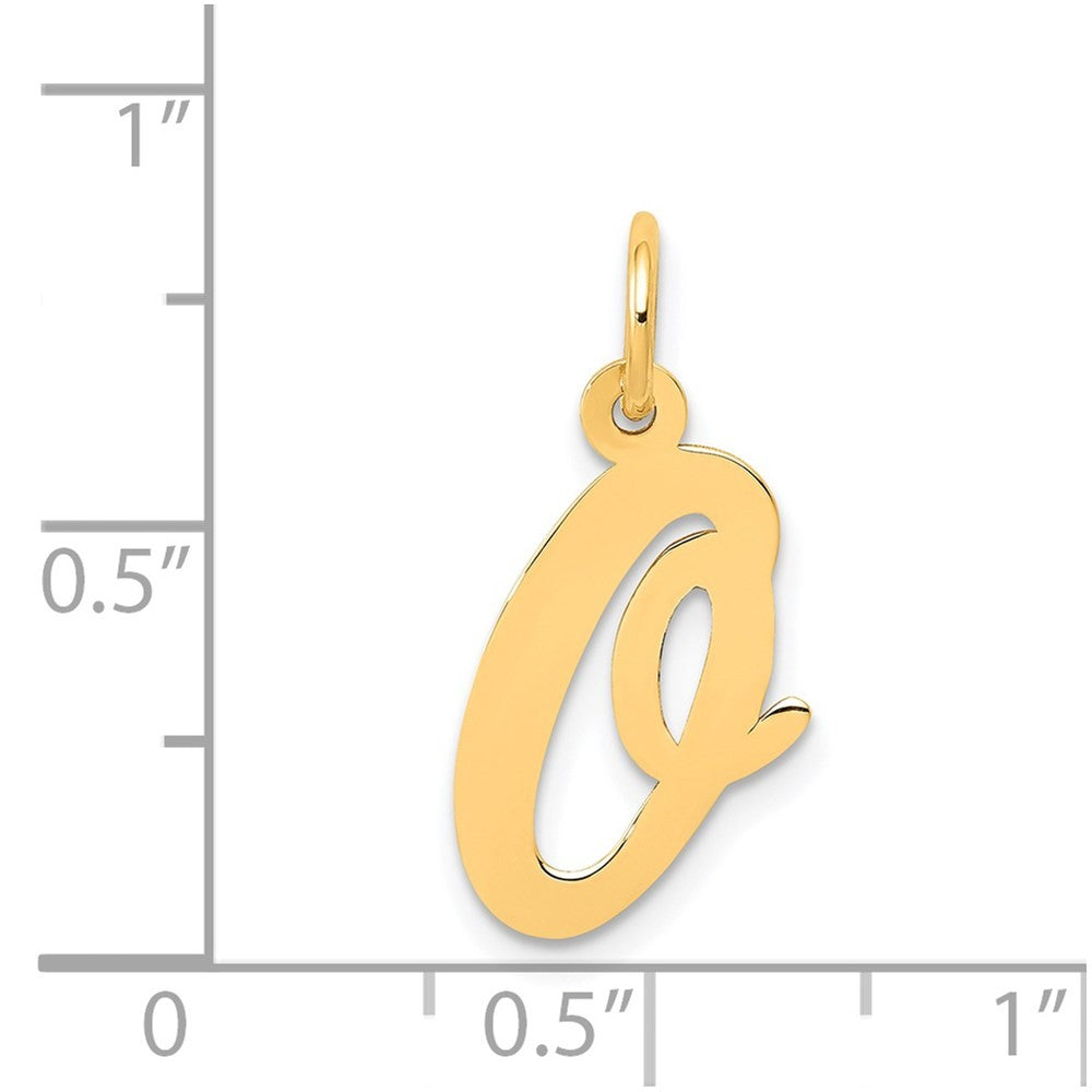 14k Yellow Gold Medium Script Letter O Initial Charm Pendant