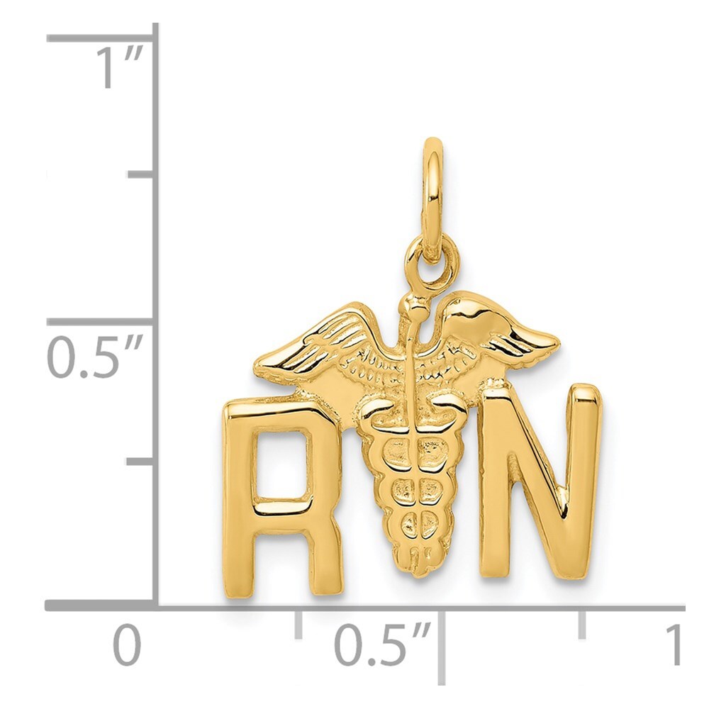 14k Yellow Gold RN Registered Nurse Charm Pendant for Women