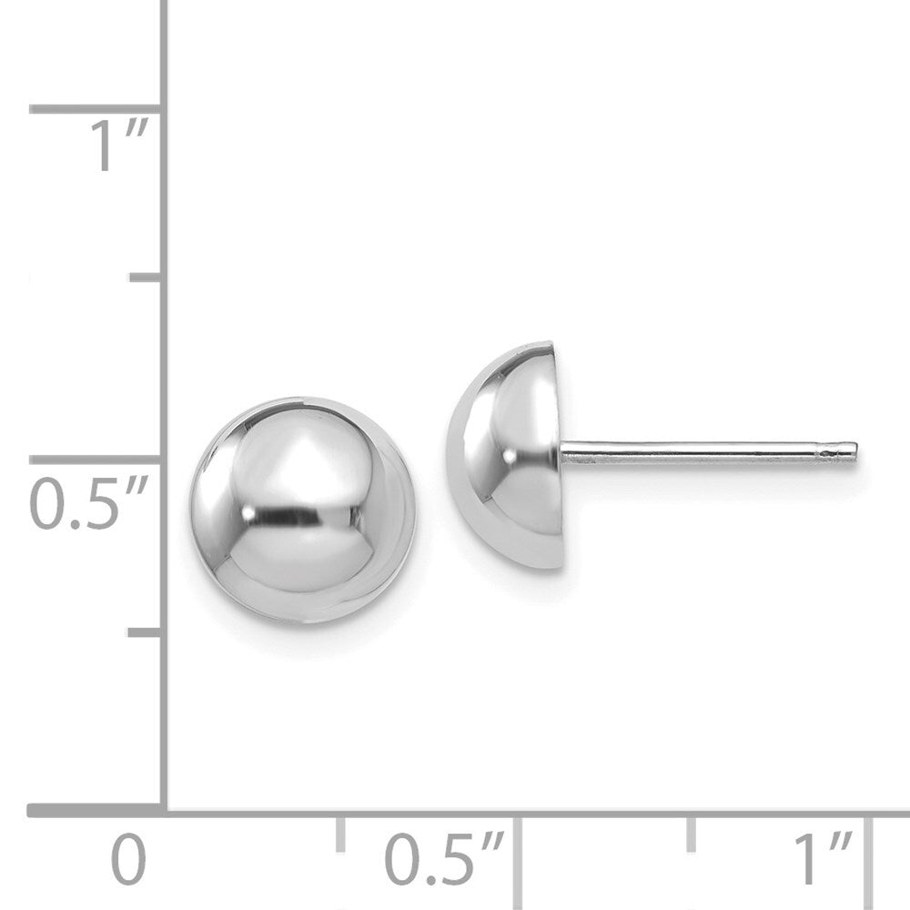 14k White Gold 8mm Half Ball Stud Earrings