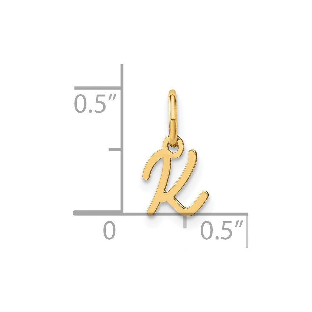 14k Yellow Gold Upper case Letter K Initial Charm Pendant for Women