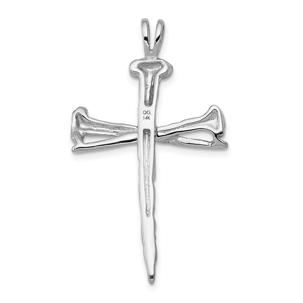 14k White Gold Nail Cross Charm Pendant for Women