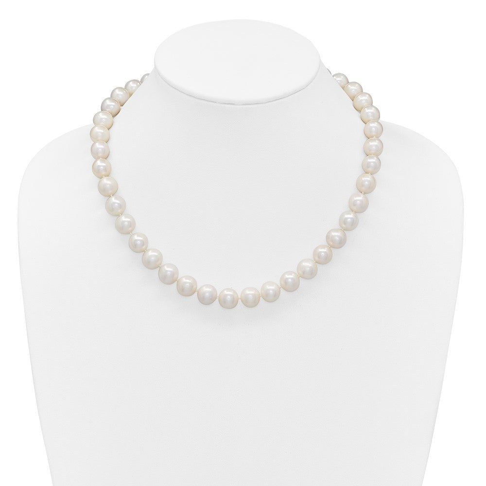 14k Yellow Gold Polished 10-11mm White Cultured Pearl Necklace 18"