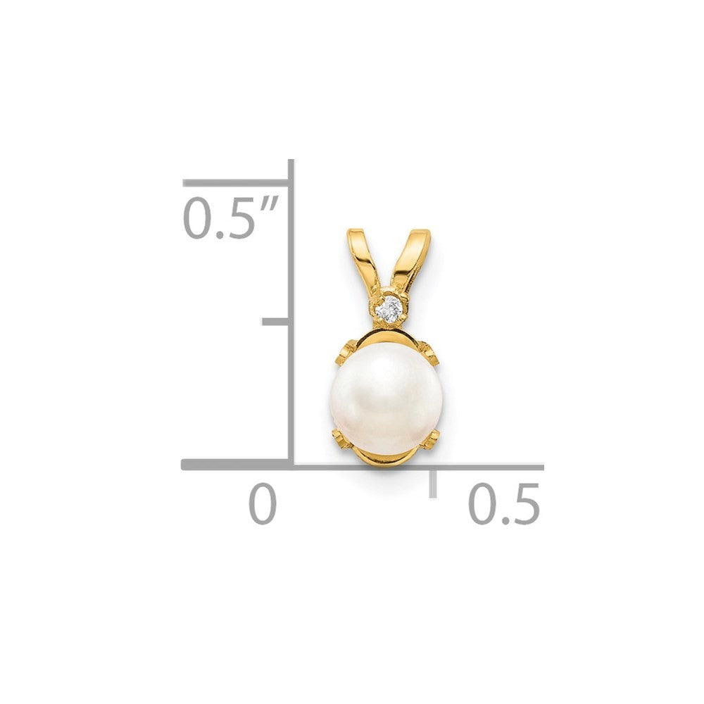 14k Yellow Gold Diamond & FW Cultured Pearl Birthstone Pendant