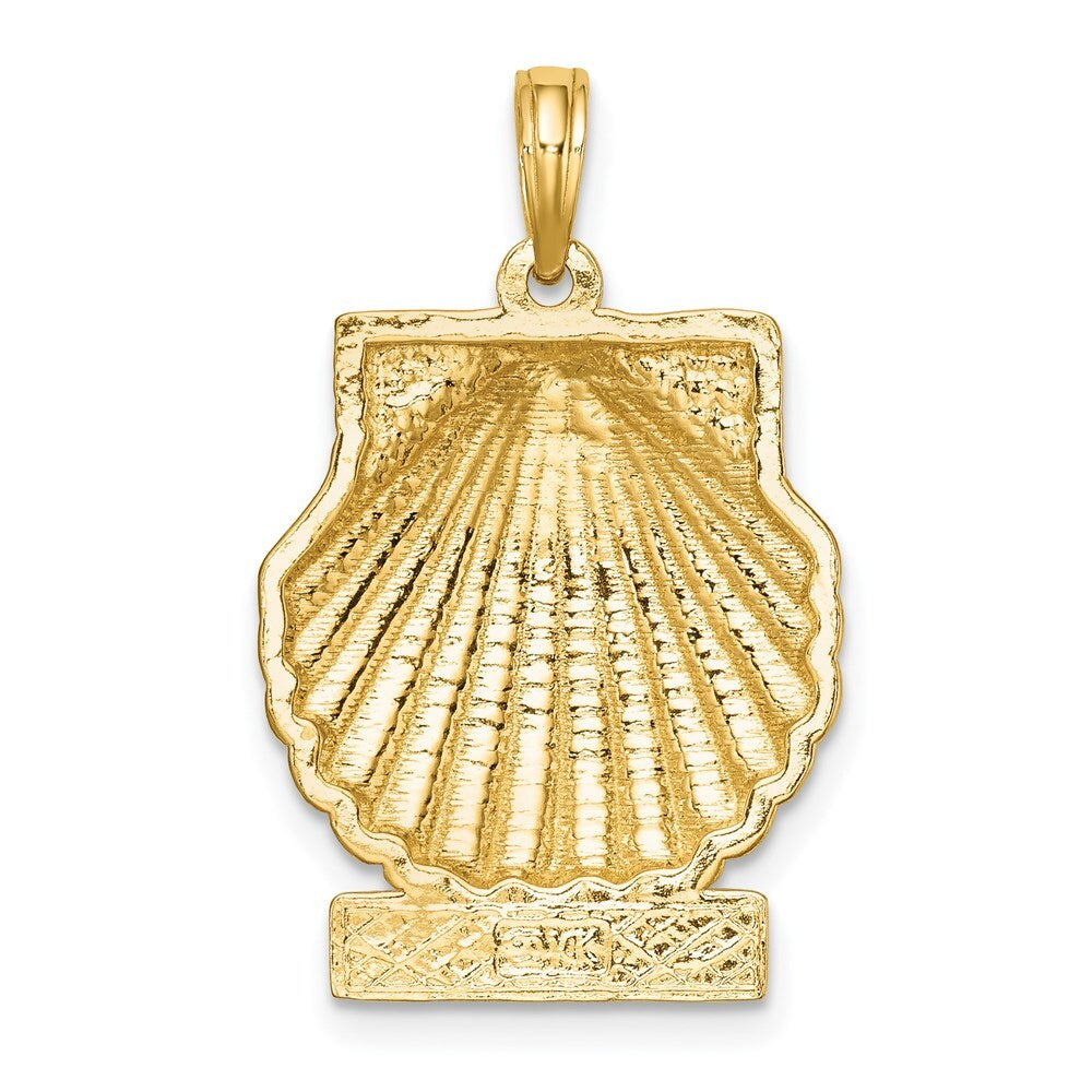 14k Yellow Gold OCEAN CITY Scallop Shell Charm Pendant for Women