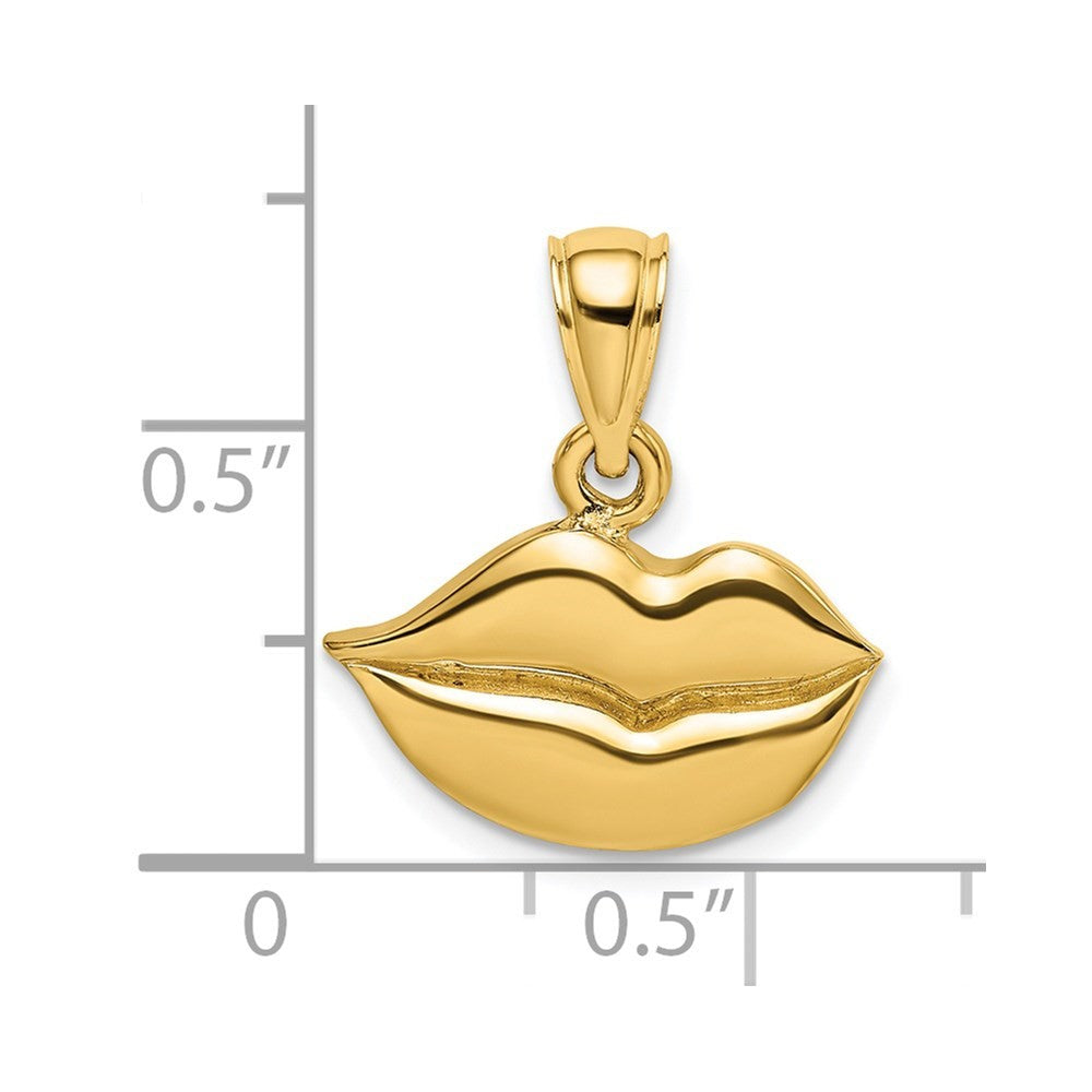 14k Yellow Gold 2-D Polished Lips Charm