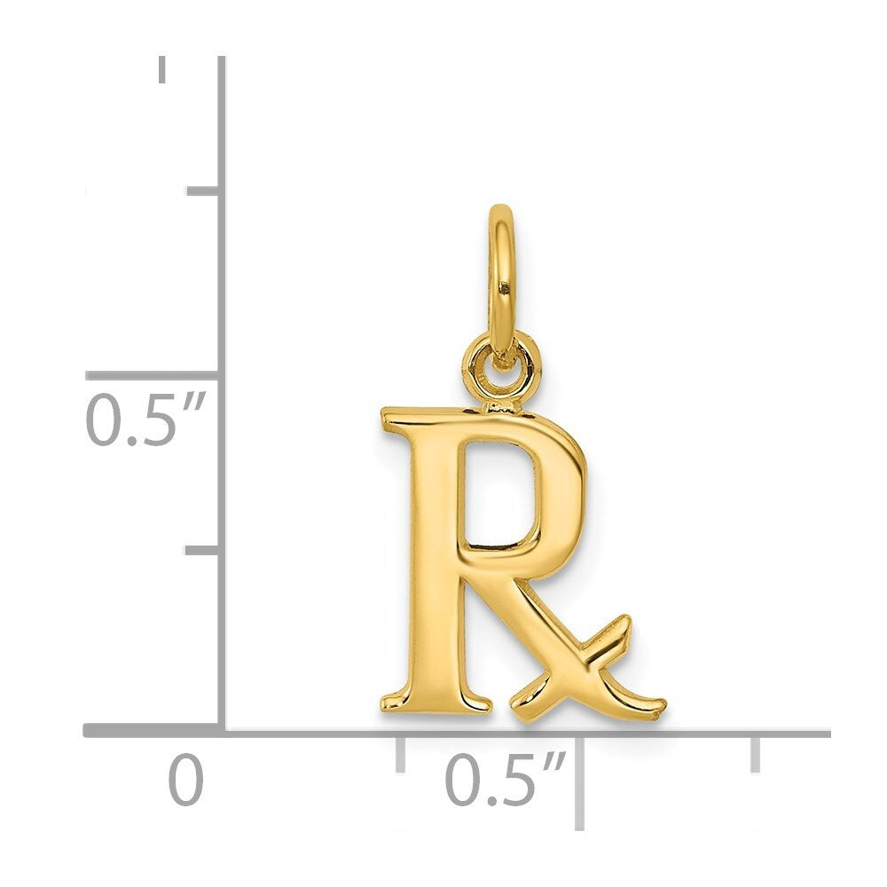 14k Yellow Gold Prescription Symbol RX Charm Pendant for Women