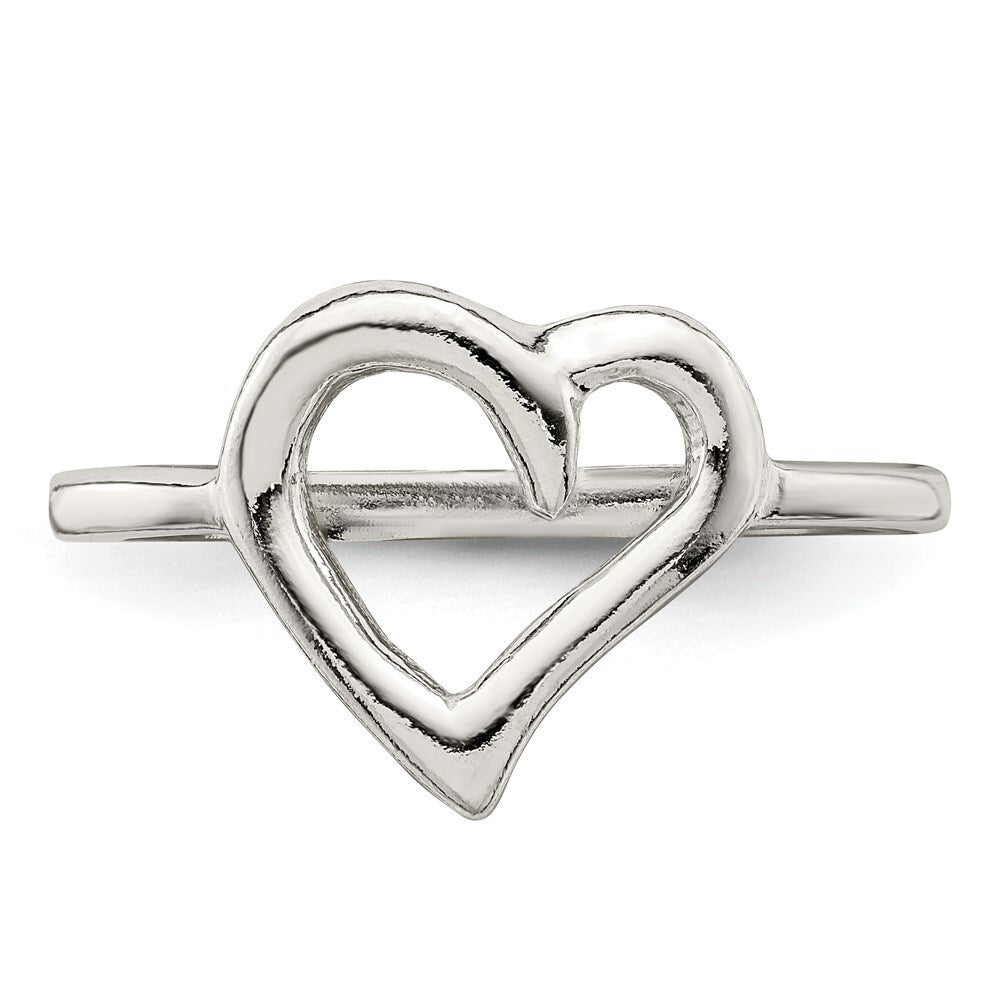 Sterling Silver Polished Heart Ring Size 7