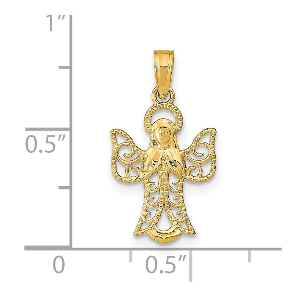 14k Yellow Gold Angel Pendant for Women