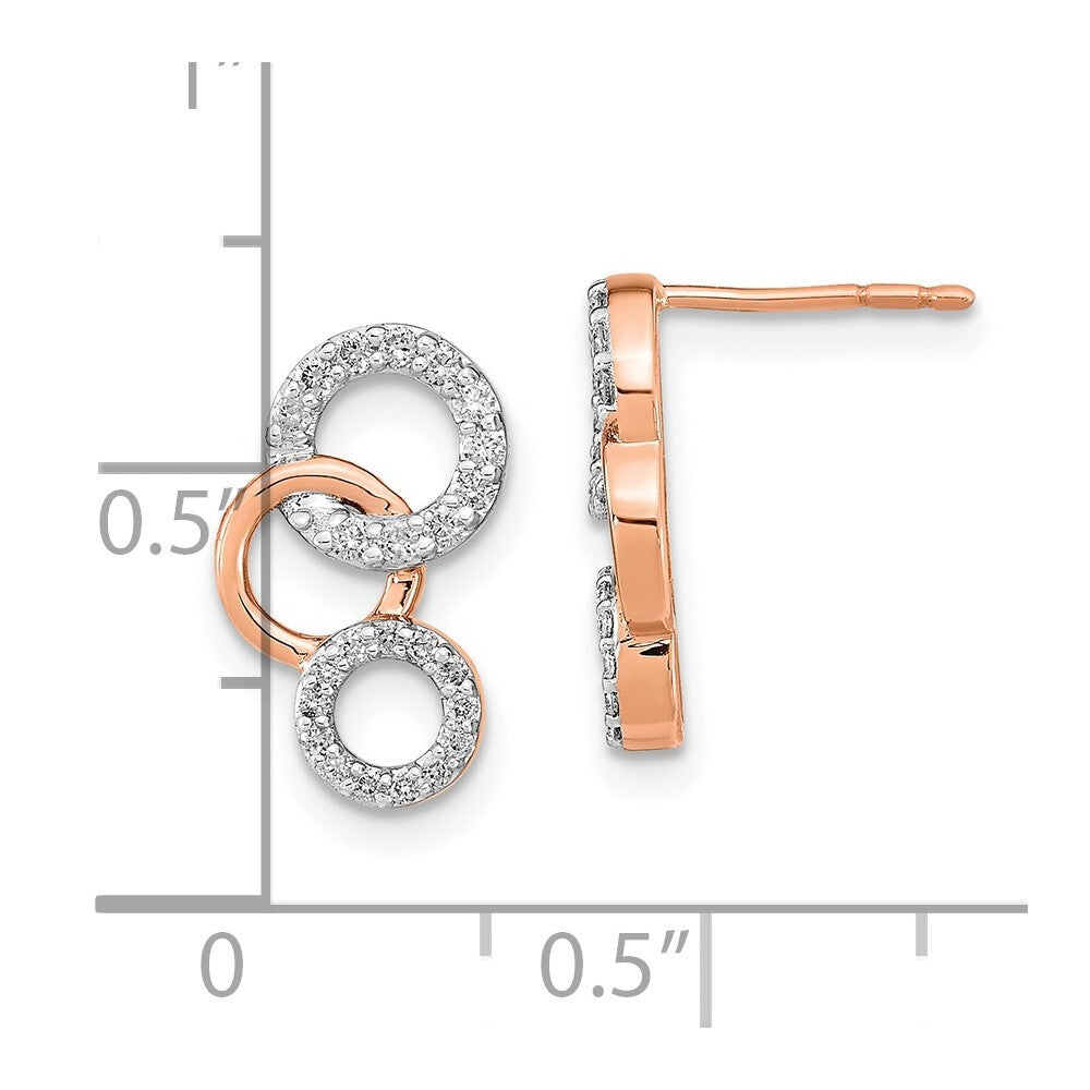14k Rose Gold Diamond Circles Drop & Dangle Earrings