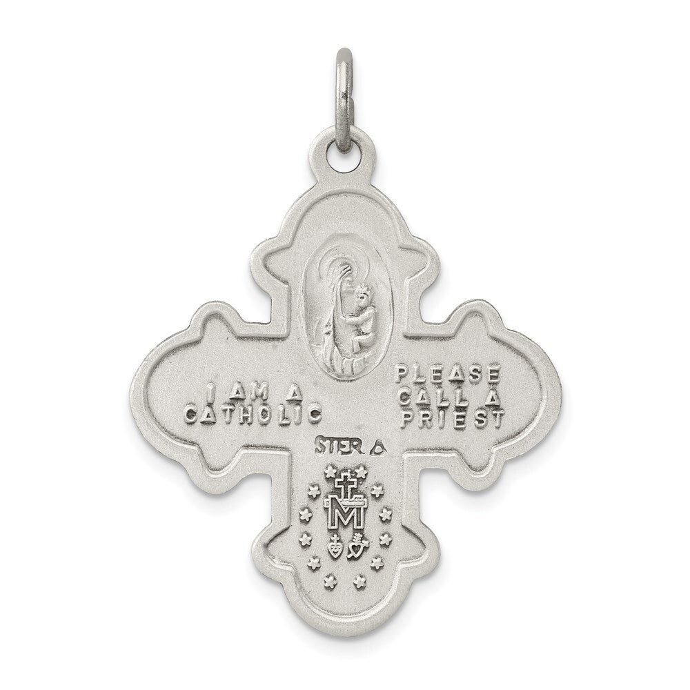 Sterling Silver Antiqued 4-way Medal Pendant Holiday Gift for Women
