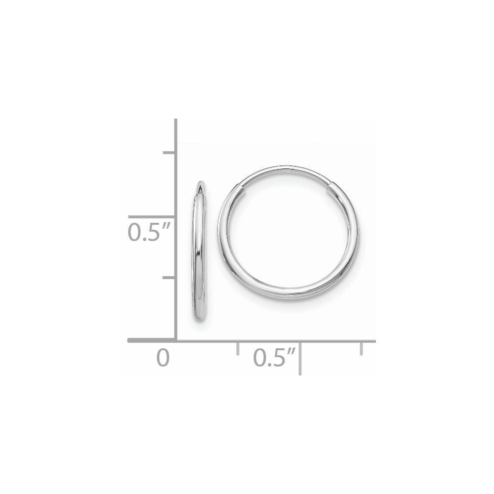 14k White Gold Polished Endless Tube Hoop Earrings Gift for Women