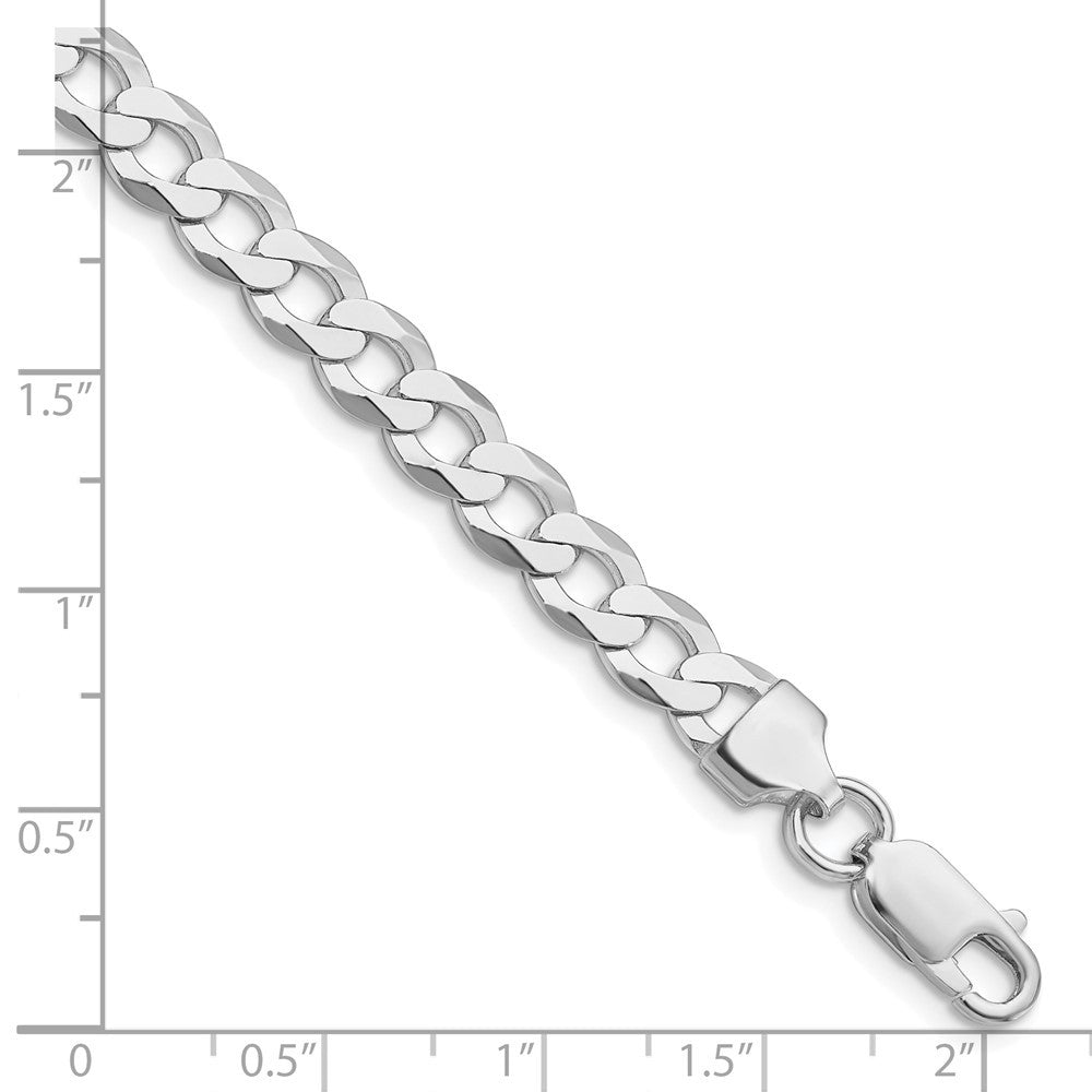 Sterling Silver Rhodium-plated 6.8mm Flat Curb Chain Bracelet