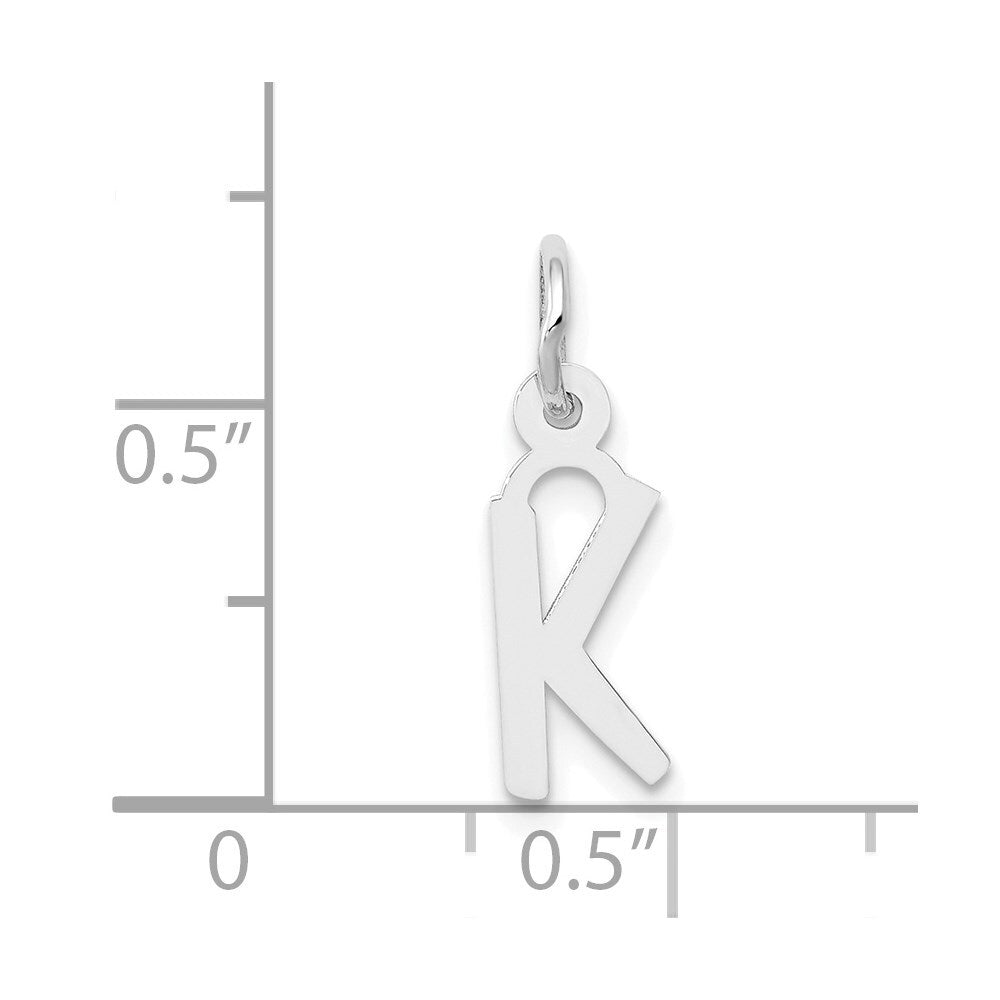 14k White Gold Small Slanted Block Letter K Initial Charm Pendant for Women