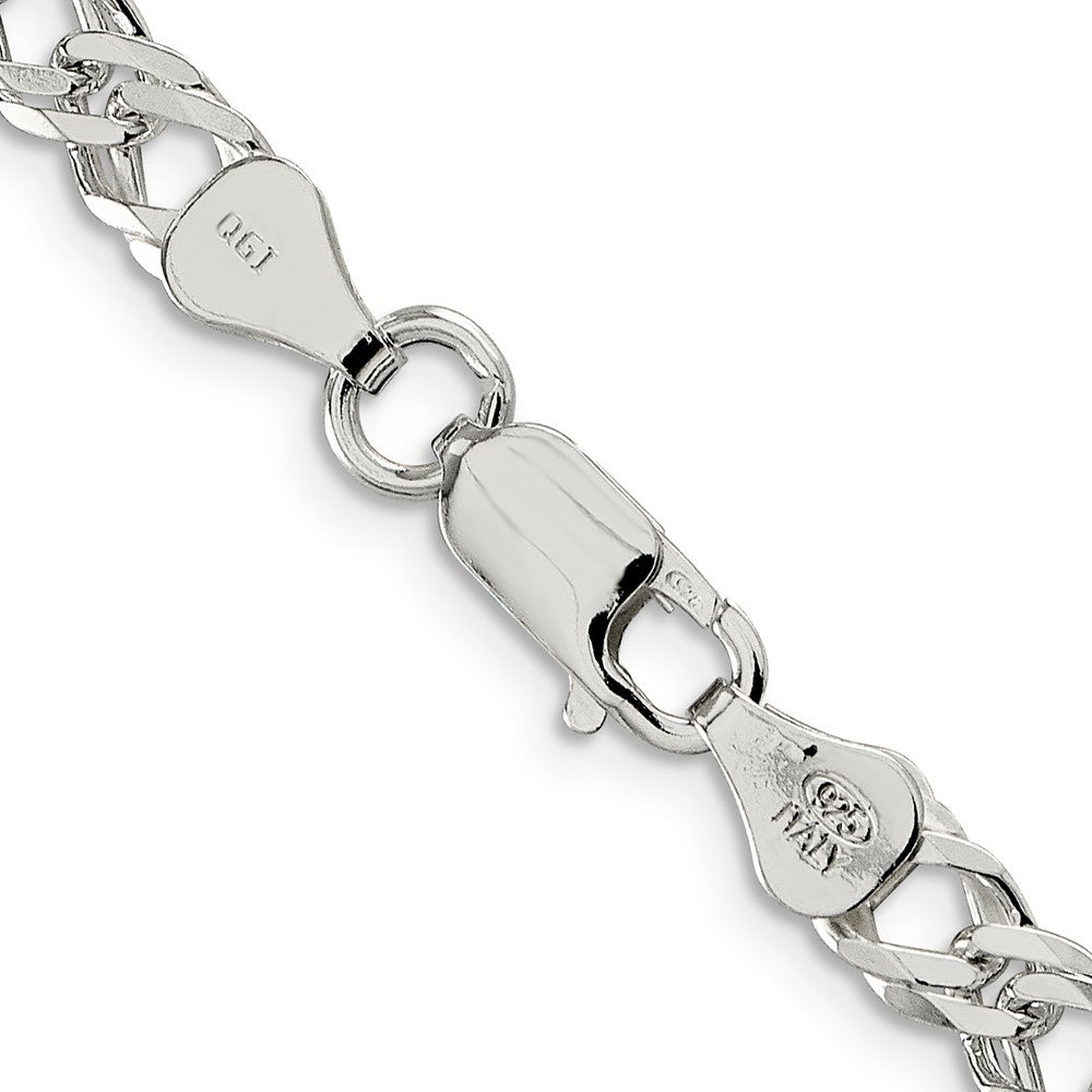 Sterling Silver 5.65mm 6 Side Diamond-Cut Flat Double Curb Chain Necklace
