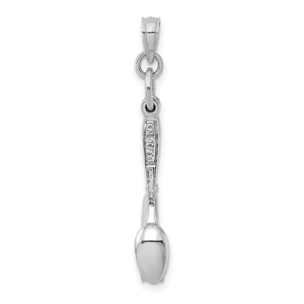 14k White Gold 3-D Moveable Knife, Fork, and Spoon Charm Pendant for Women