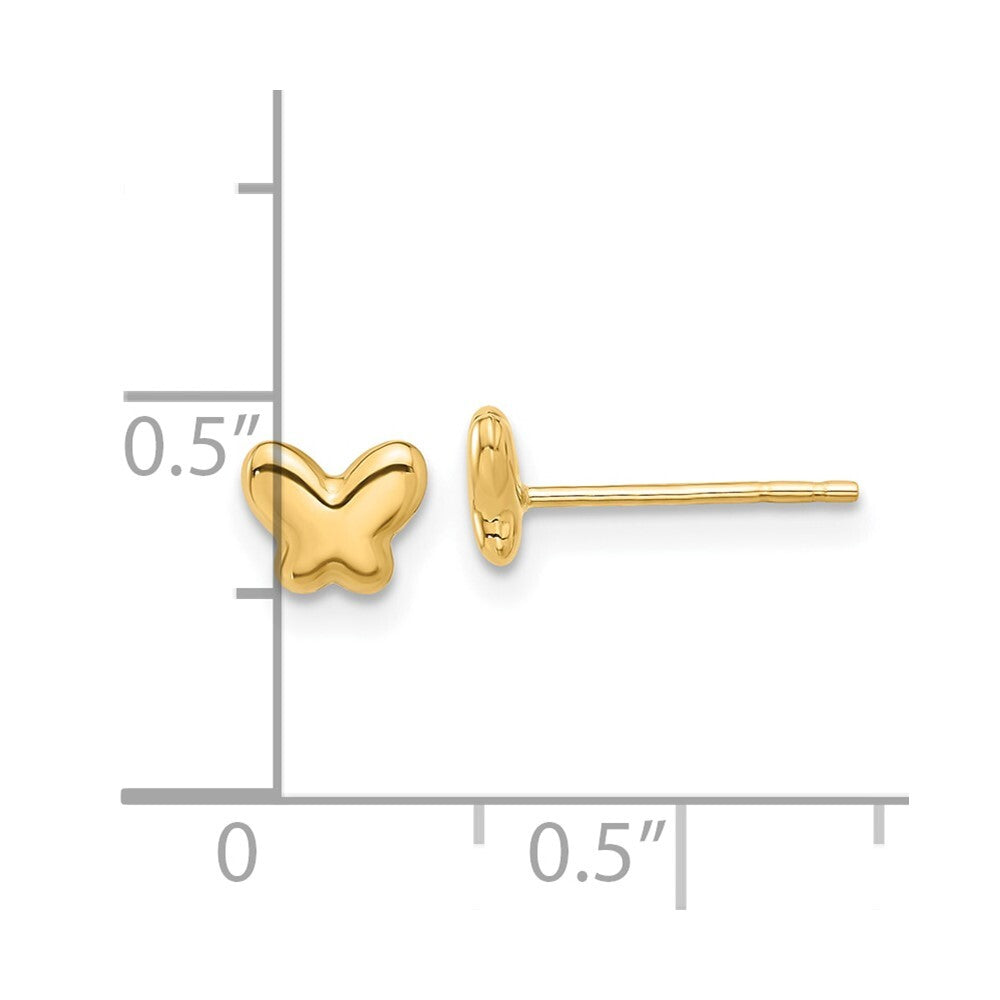 14k Yellow Gold Polished Butterfly Stud Earrings Gift for Women