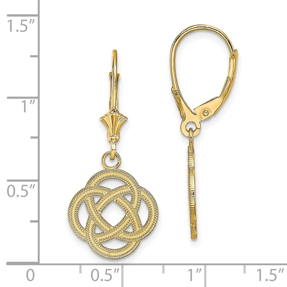14k Yellow Gold Small Celtic Eternity Knot Circle Drop Dangle Earrings