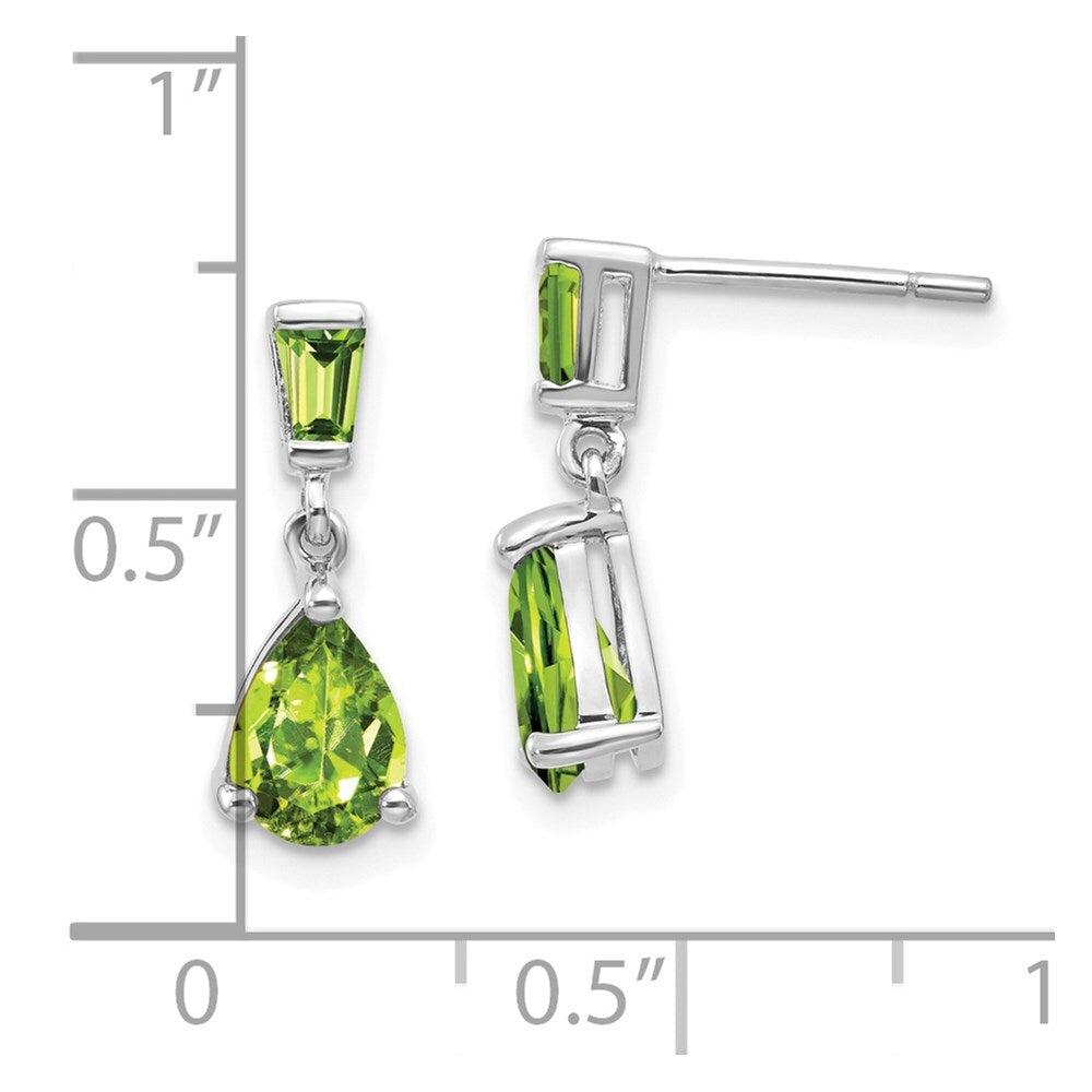 14k White Gold Peridot Dangle Earrings Gift for Women