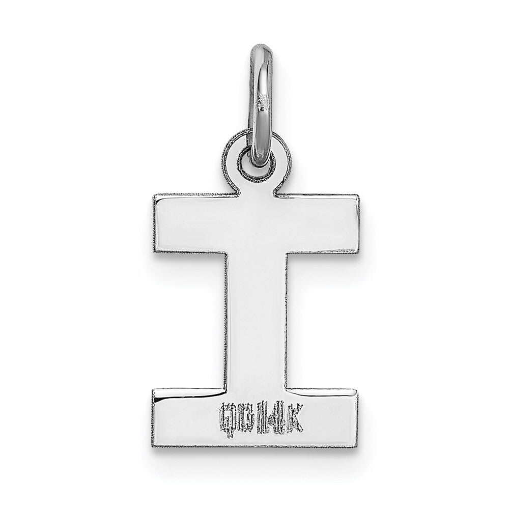 14k White Gold Small Block Letter I Initial Charm Pendant for Women