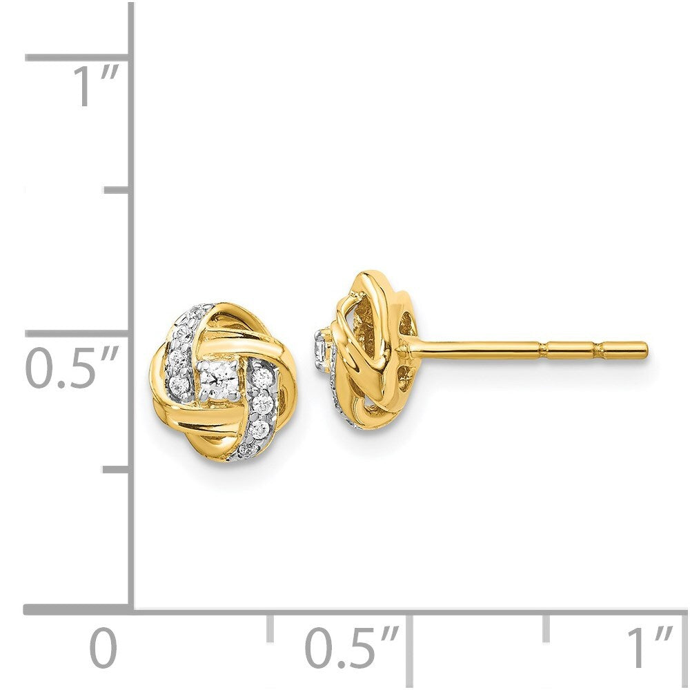 14k Yellow Gold Diamond Knot Stud Earrings