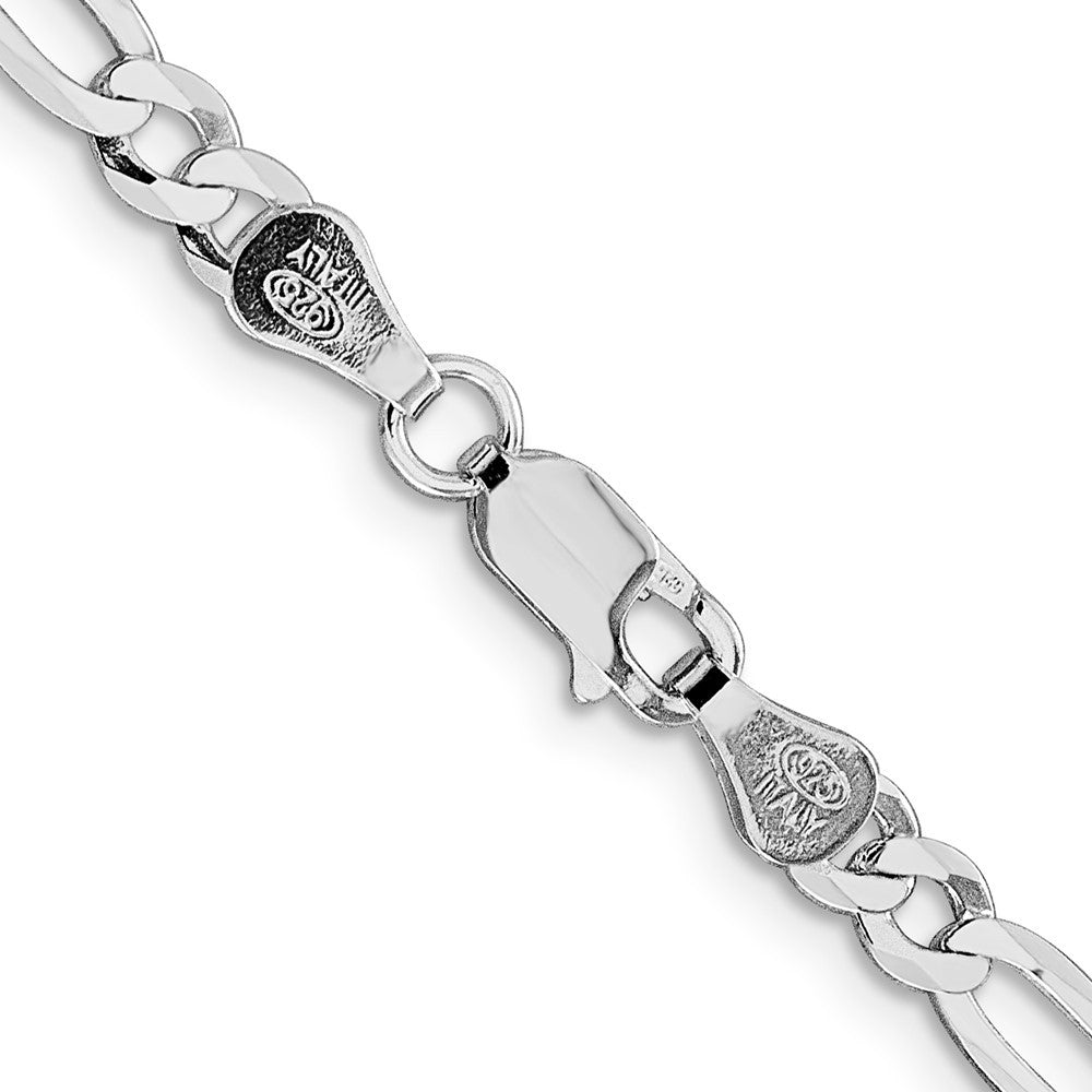 Sterling Silver Rhodium-plated 4.5mm Lightweight Flat Figaro Chain Necklace