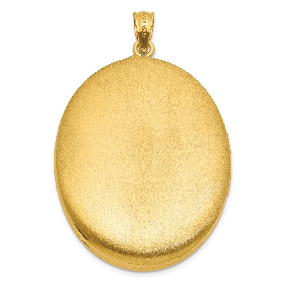 Sterling Silver Gold-plated Front/Brushed Back Fleur De Lis 28mm Oval Locket
