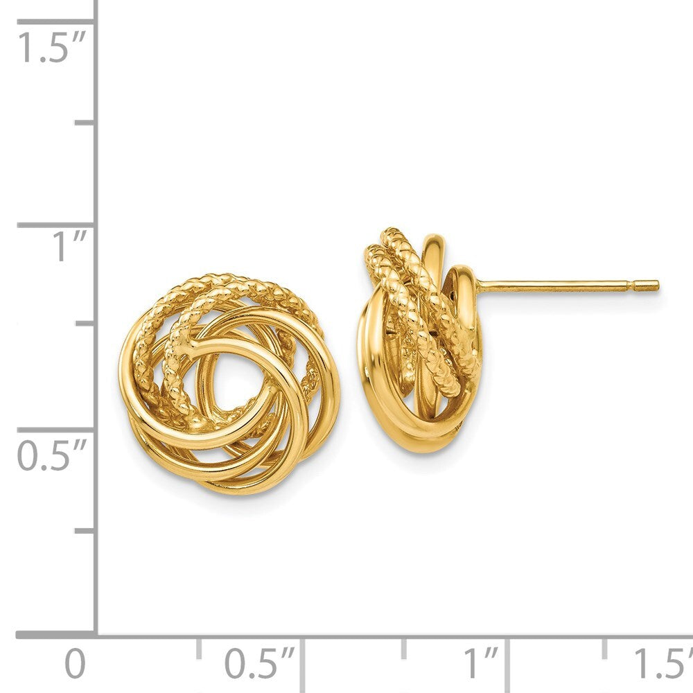 14k Yellow Gold Love Knot Stud Earrings
