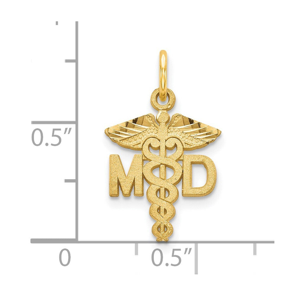 14k Yellow Gold M.D. Caduceus Charm Pendant for Women