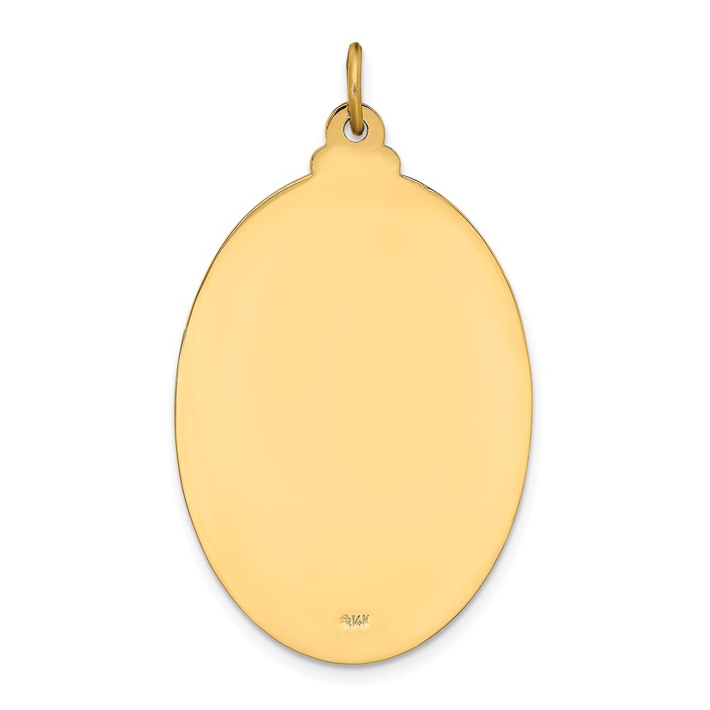 14k Yellow Gold Solid Polished Satin Large Oval St. Christopher Medal