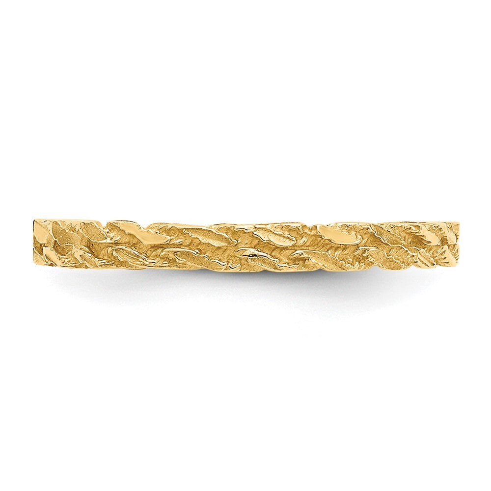14K Yellow Gold Diamond-cut Rope Ring