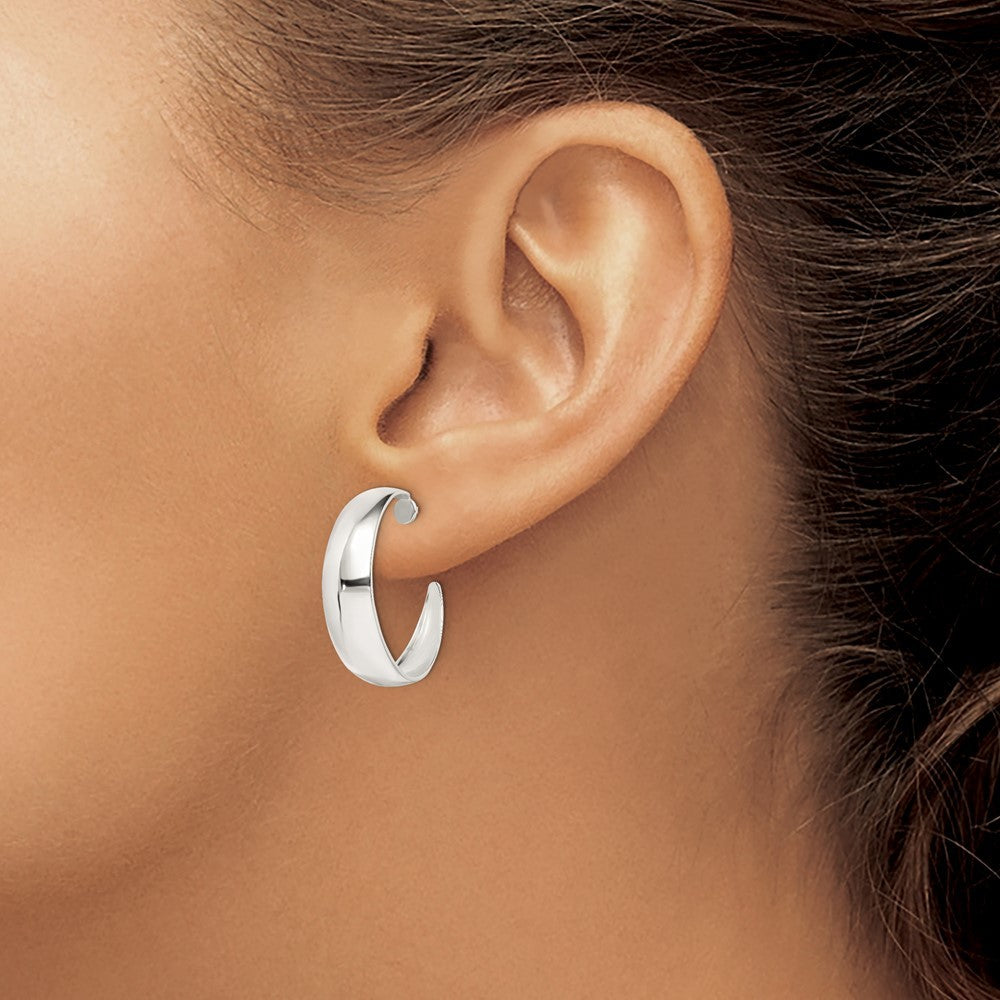 Sterling Silver Rhodium-plated Fancy J-Hoop Earrings