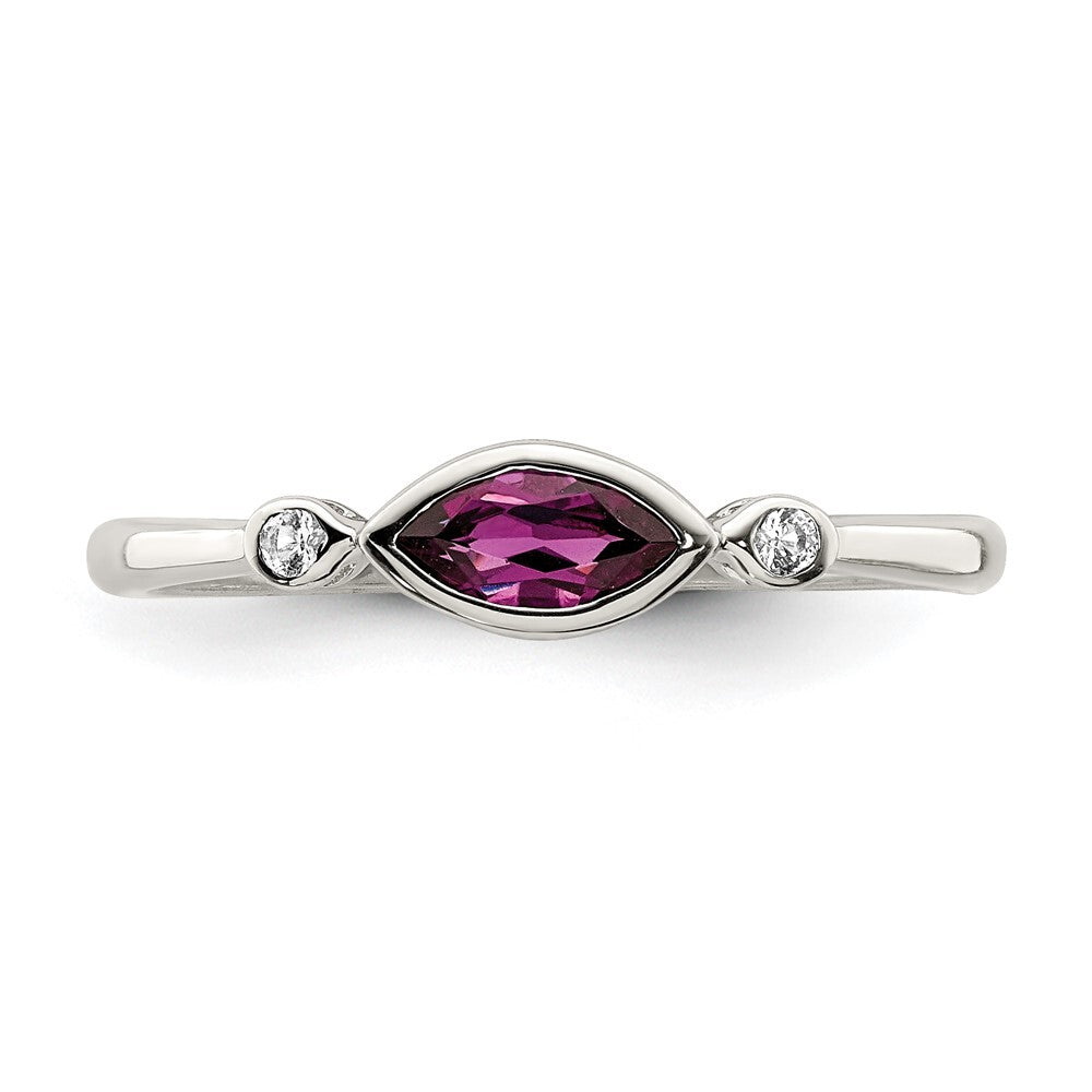Sterling Silver Rhodium-plated Polished Rhololite and White Topaz Ring Size 8