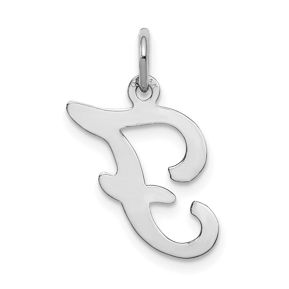 14k White Gold Script Letter F Initial Charm Pendant for Women