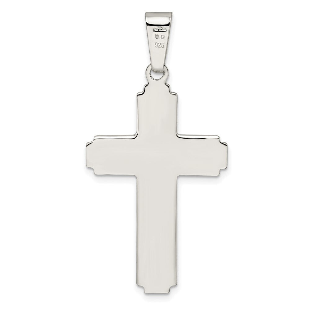 Sterling Silver Polished Side Lines Crucifix Pendant